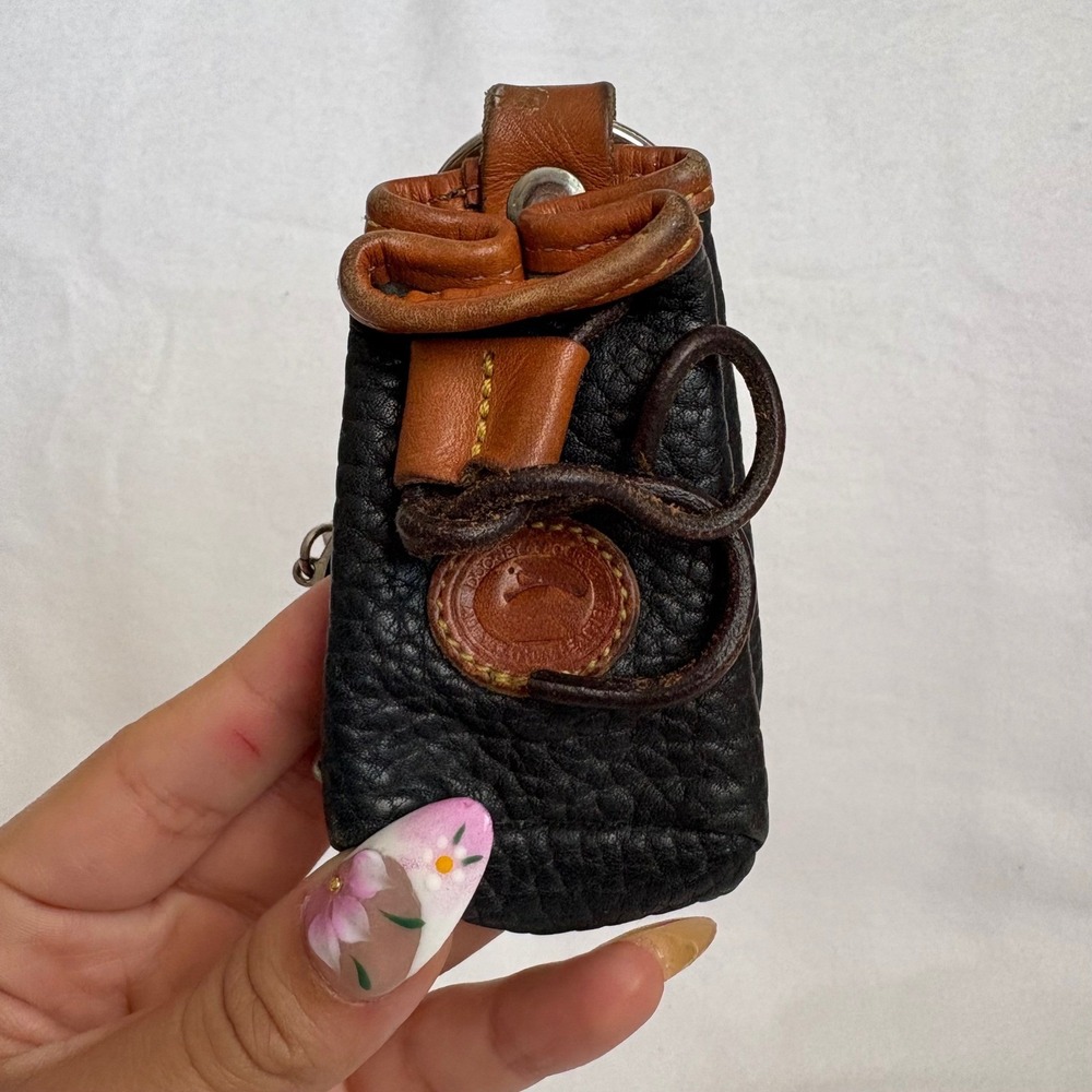 Vintage Dooney & Bourke Black Pebbled Leather Mini Pouch Keychain